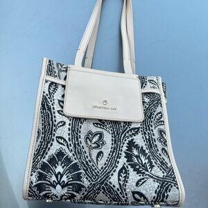 Emporio Armani Black and Cream Patterned Tote